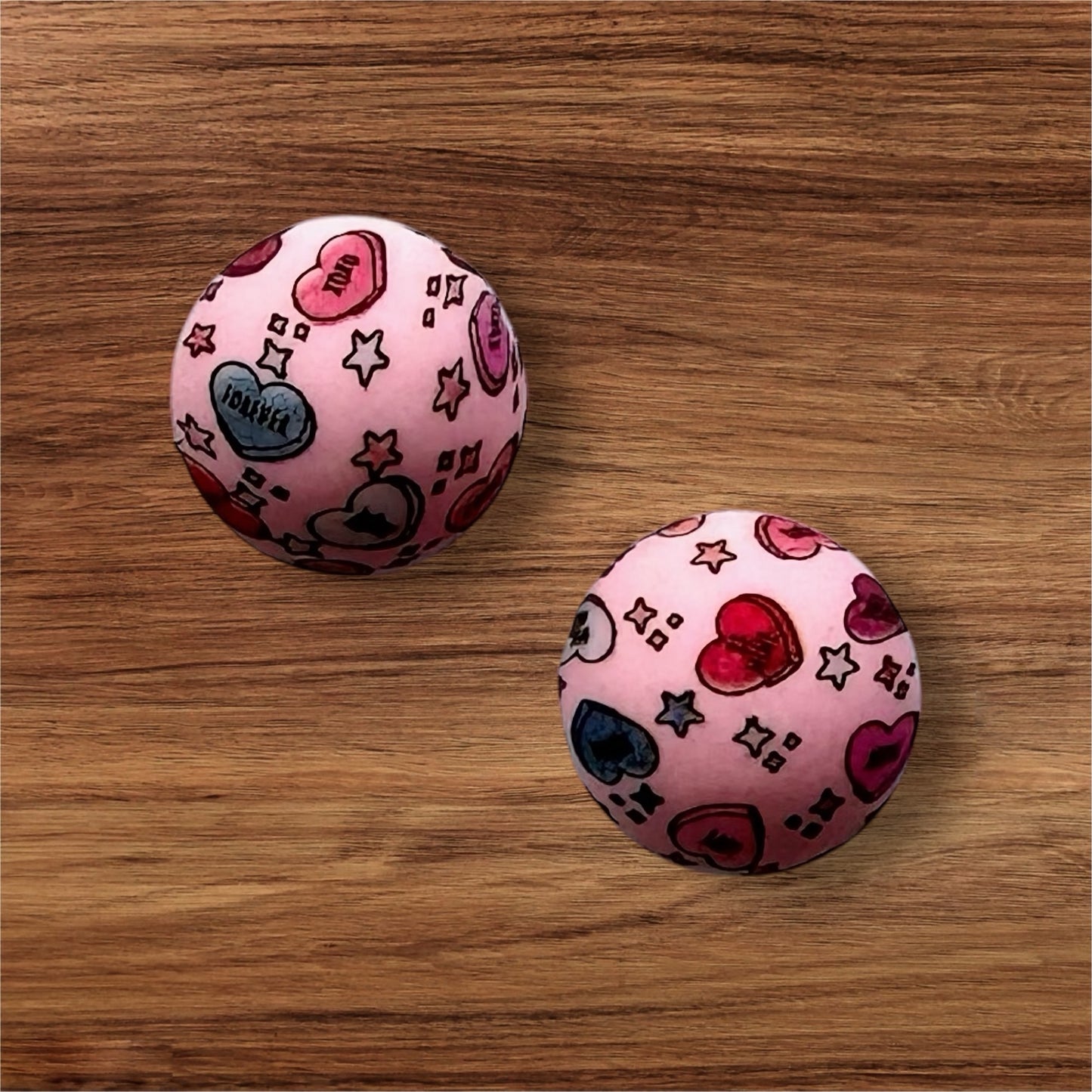 15mm Pink Conversation Hearts Silicone Bead