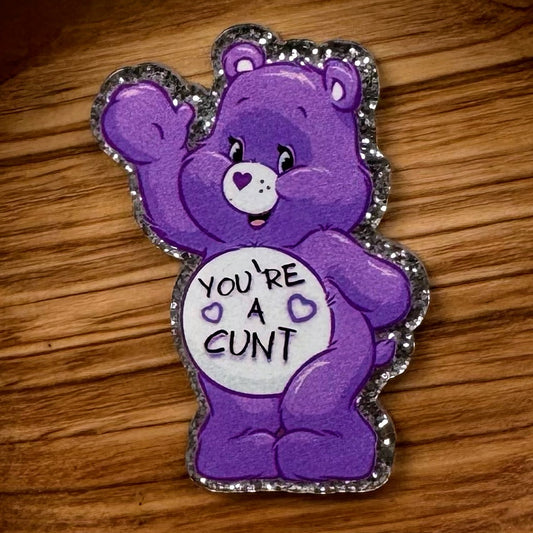 Purple Swear Bear Acrylic Flatback