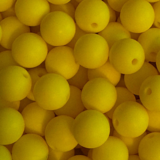 15mm Bright Yellow Silicone Bead