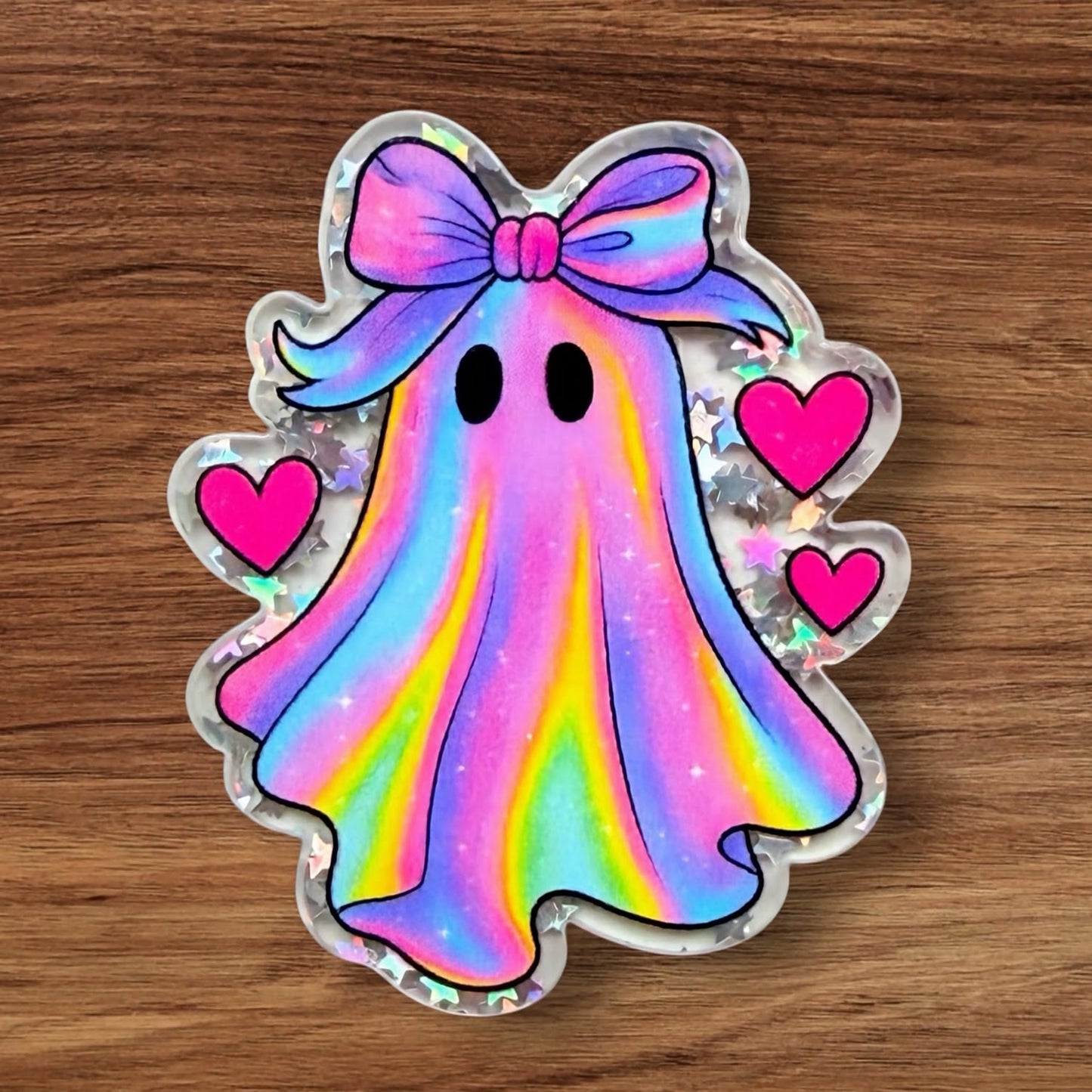 Ghost With Bow Acrylic Flatback