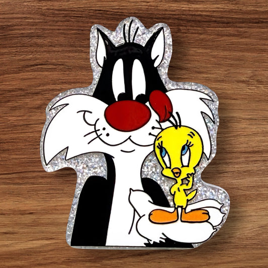 Cat & Bird Acrylic Flatback