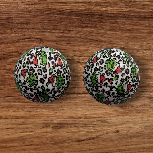 15mm Green Guy & Leopard Silicone Bead