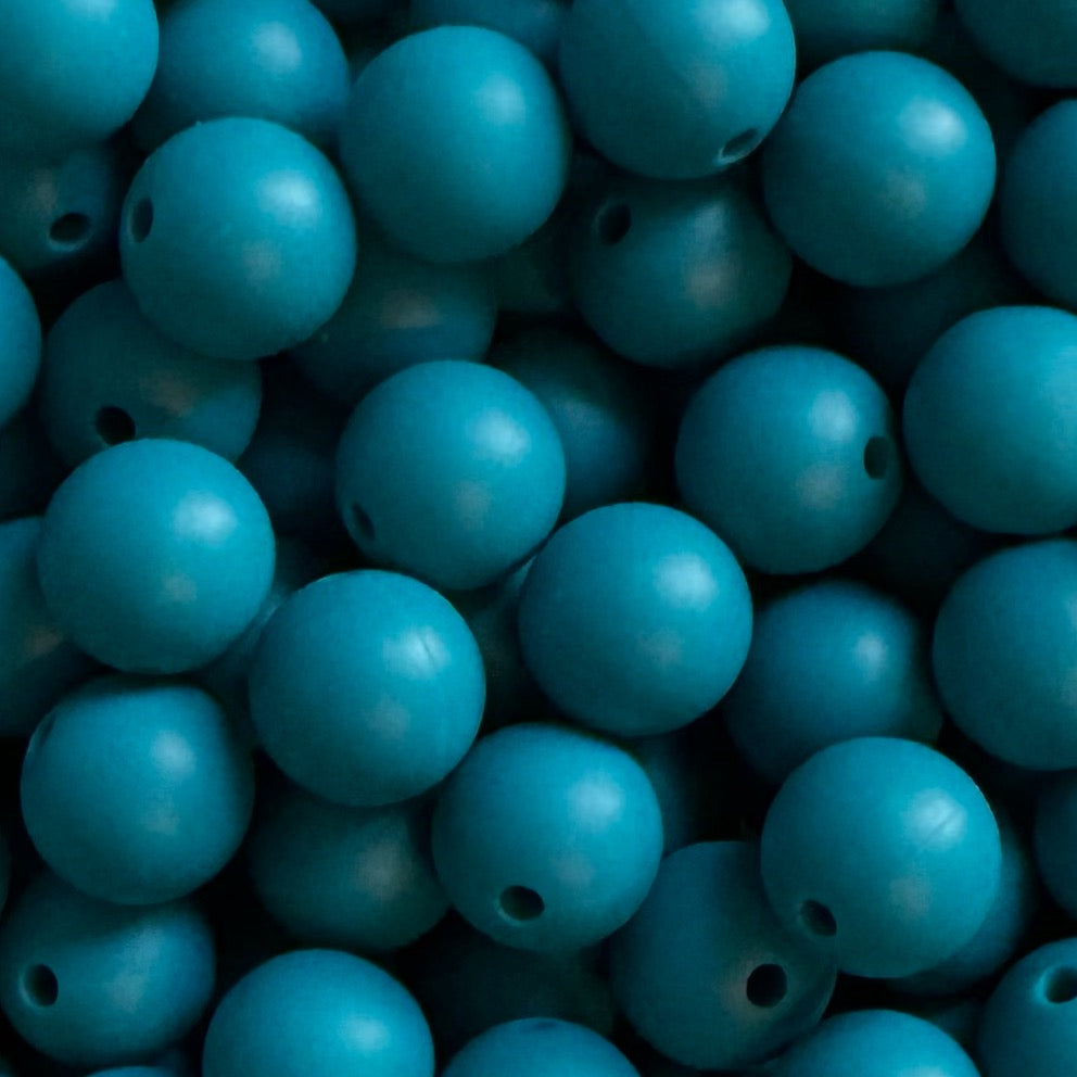 12mm Deep Blue Silicone Bead
