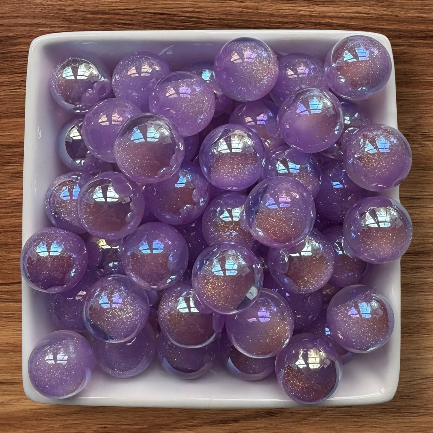 16mm Cat Eye Glitter Acrylic Bead (Lilac)