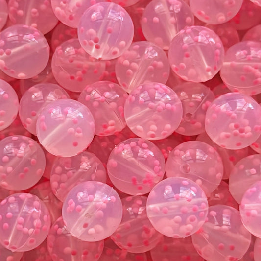 15mm Dark Pink Confetti Silicone Bead