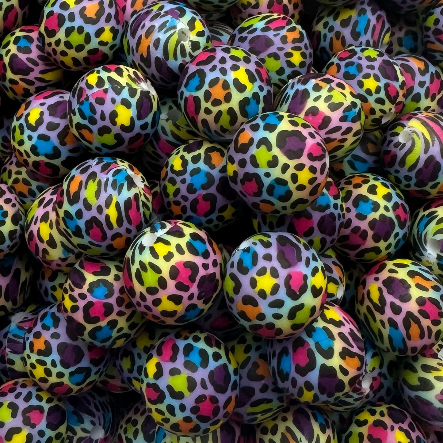 15mm Retro Animal Print Silicone Bead