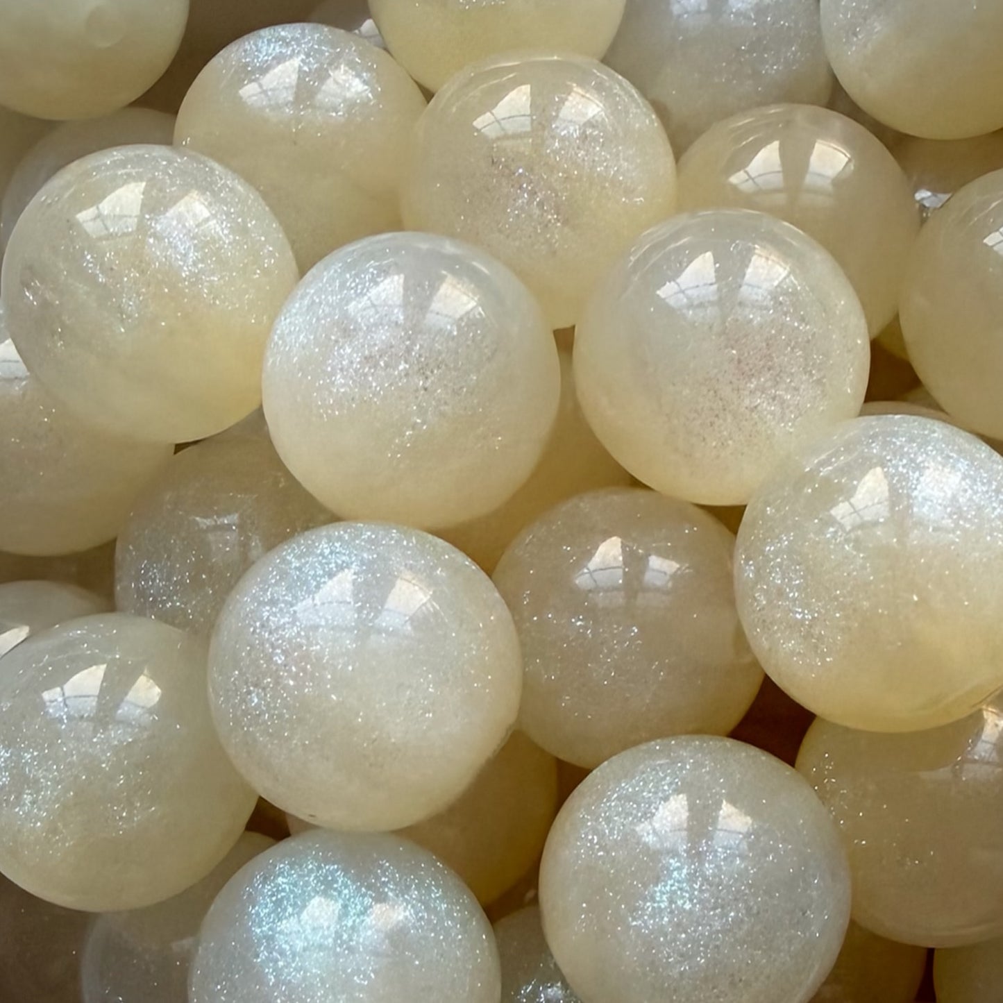 16mm Cream Galaxy Acrylic Bead