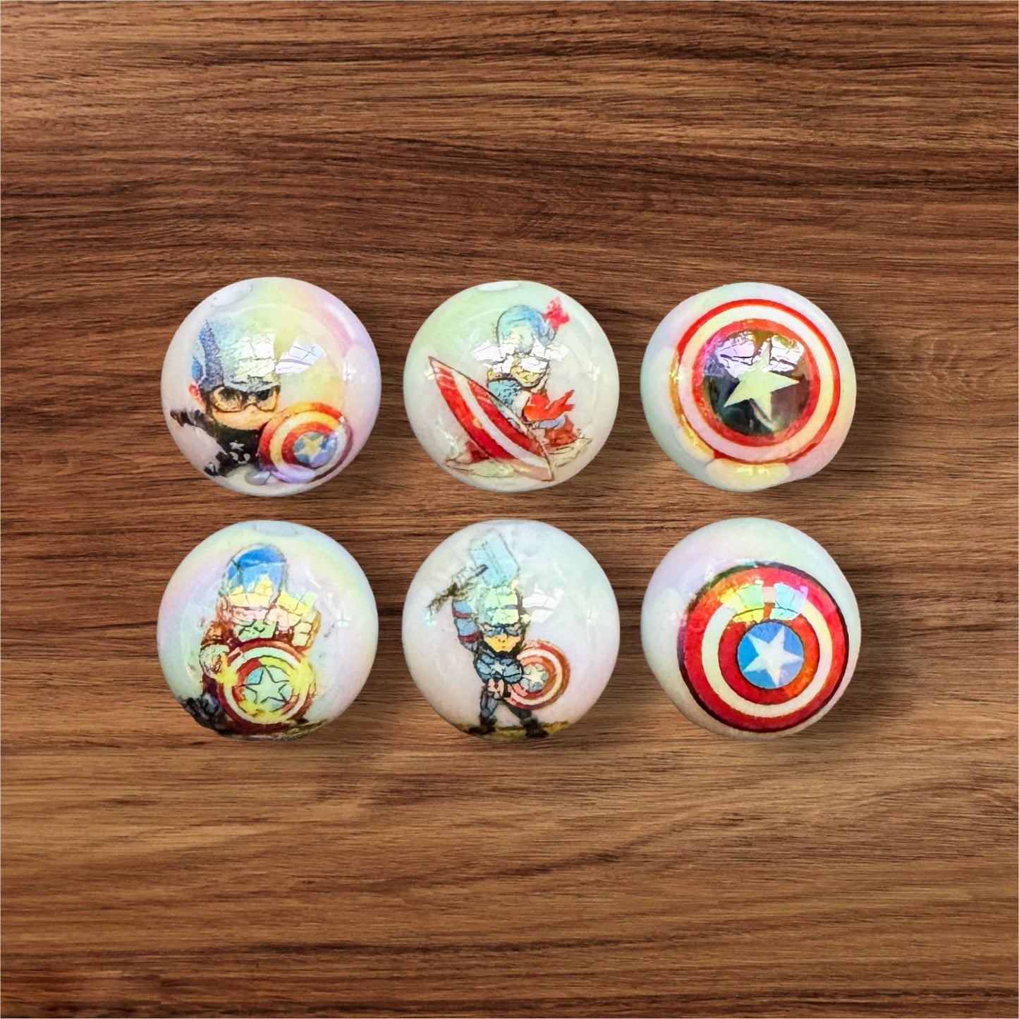 16mm USA Superhero Acrylic Bead