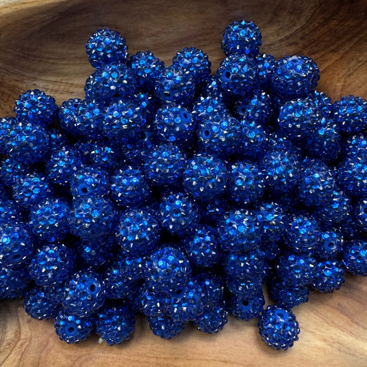 16mm Royal Blue Rhinestone Bead