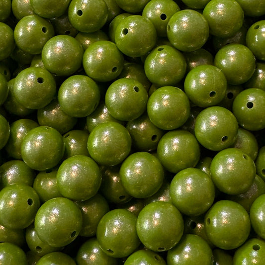 15mm Bean Green Chameleon Silicone Bead