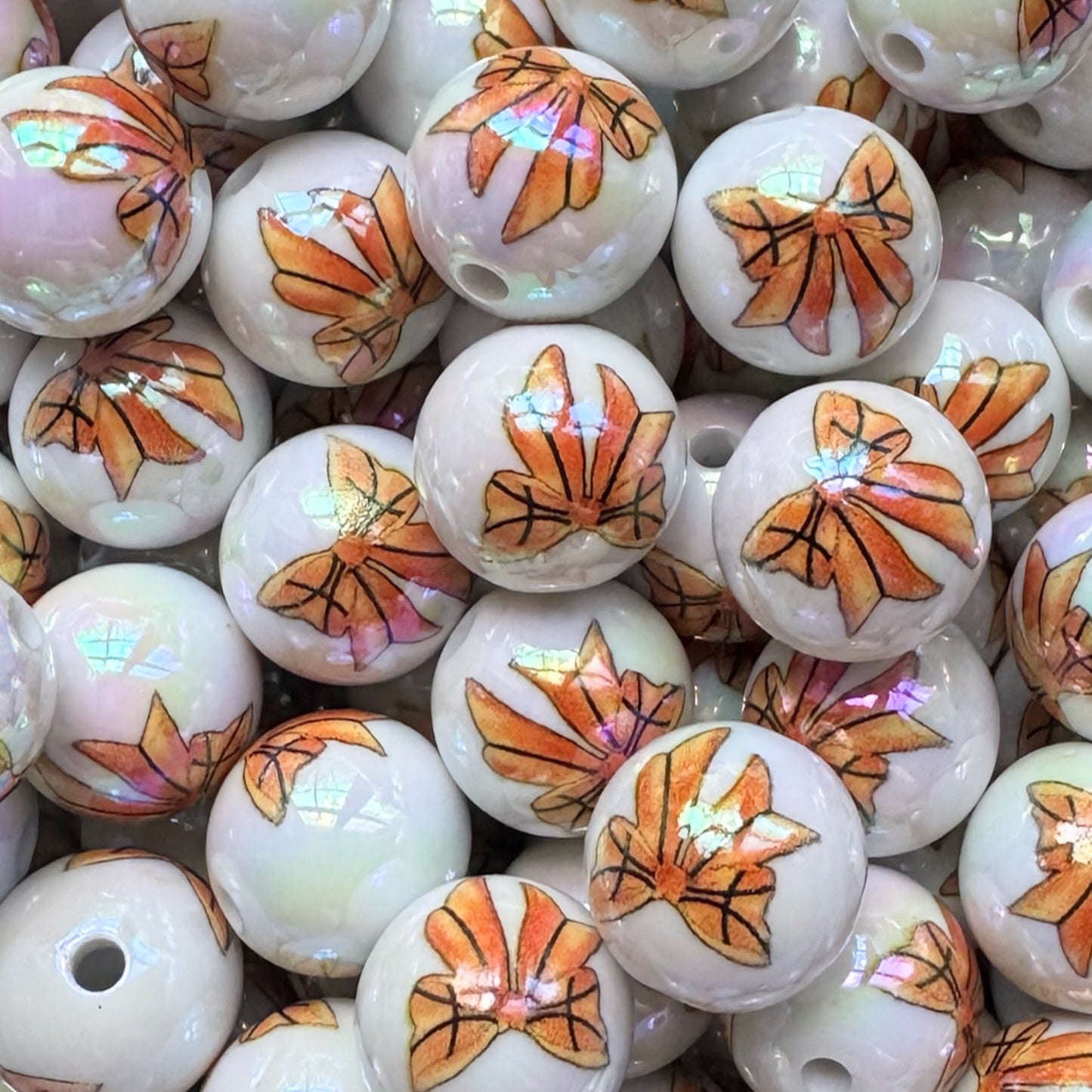 16mm Basketball Bow Acrylic Bead
