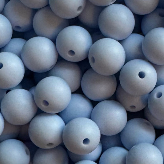 15mm Soft Blue Silicone Bead