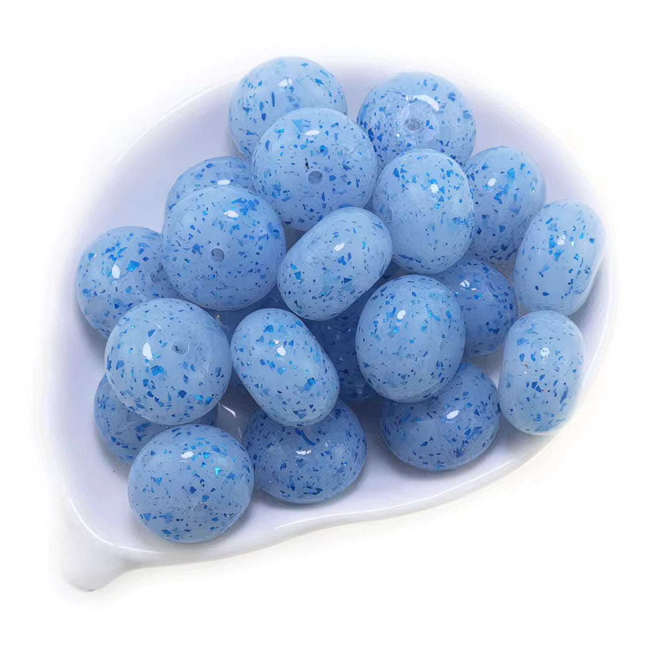 14mm Blue Speck Jelly Abacus Bead