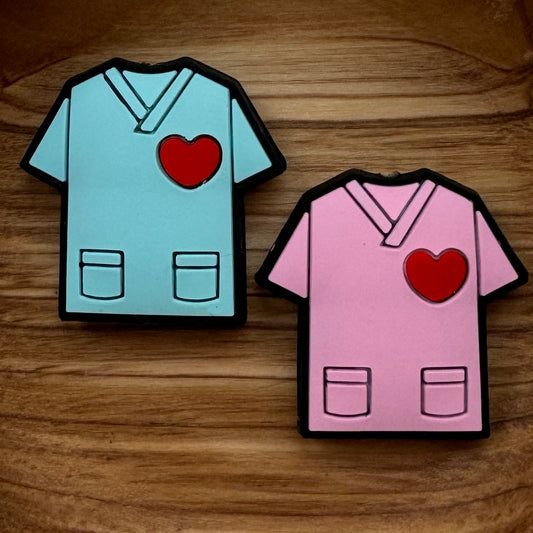 Scrub Top with Heart Focal