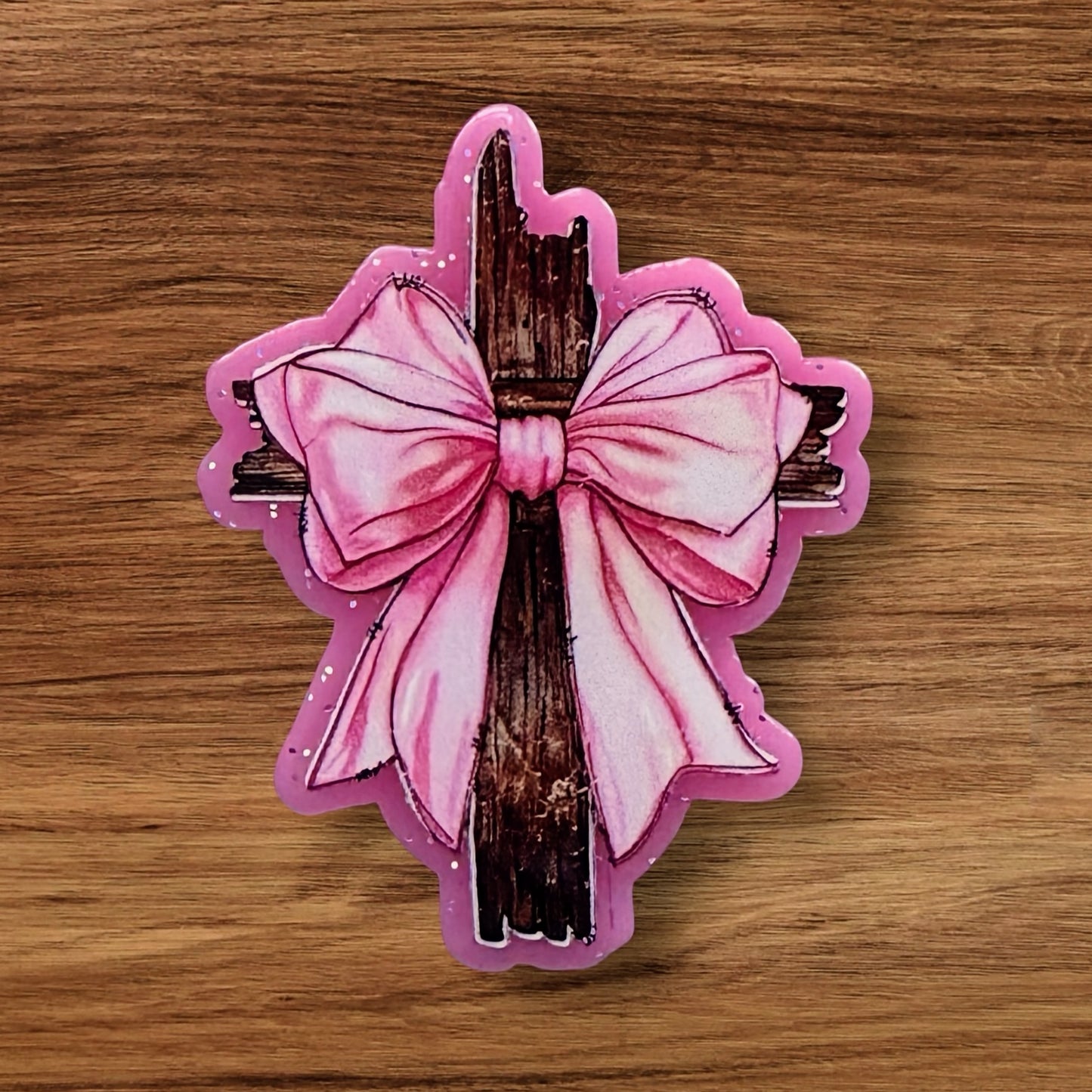 Cross With Bow Acrylic Flatback