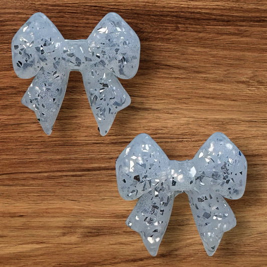 Silver Glitter Bow Focal