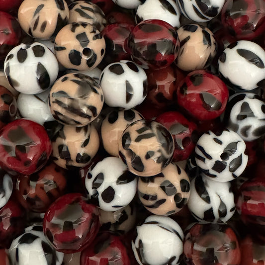 16mm Acrylic Animal Print Beads