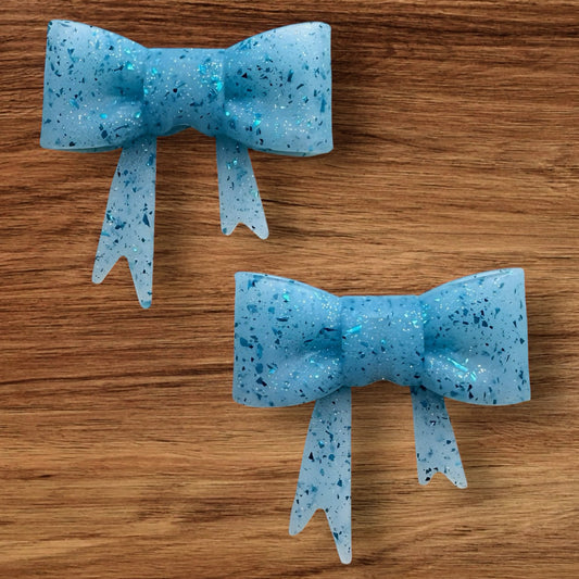 Blue Chunky Glitter Bow Focal/Straw Topper