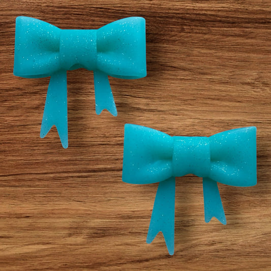 Turquoise Glitter Bow Focal/Straw Topper