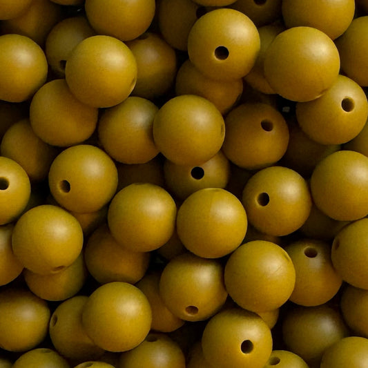 15mm Olive Green Silicone Bead