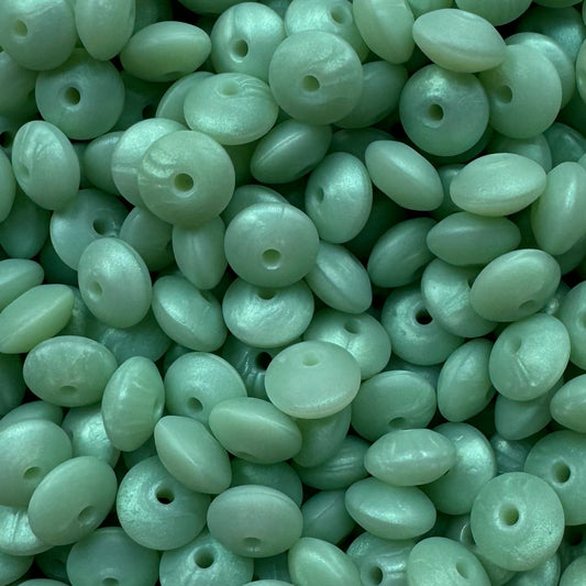 12mm Pearl Green silicone Lentil Bead