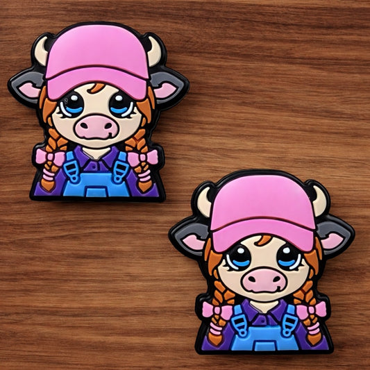 Girl Cow In Pink Hat Focal