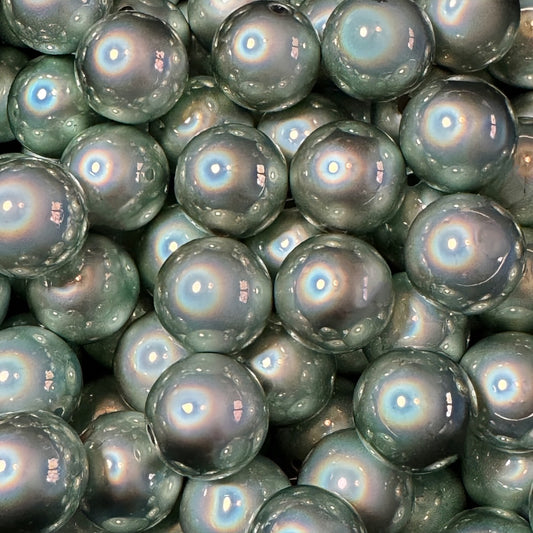 16mm Green Mirrored Chrome Acrylic Bead