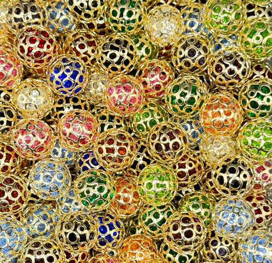 16mm Colorful Gold Acrylic Bead Pack