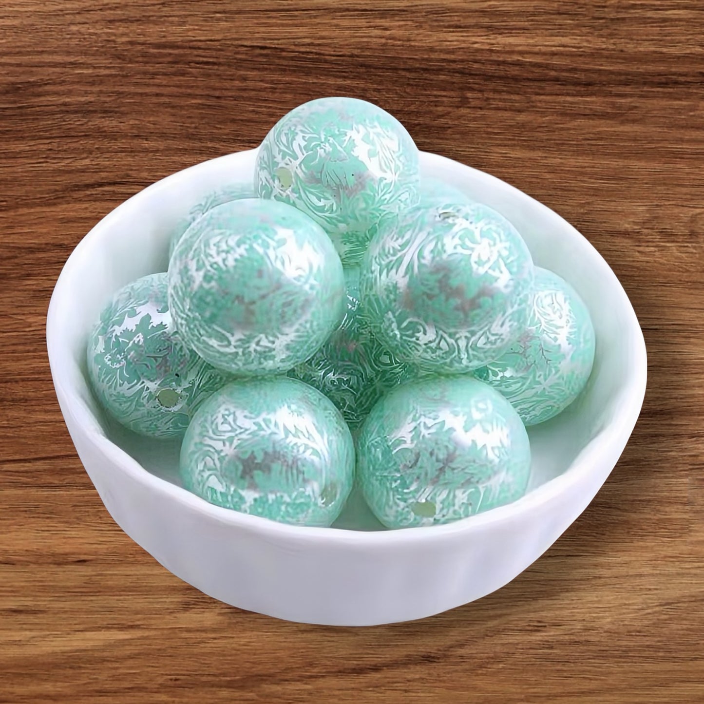 20mm Mint Scroll Acrylic Bead