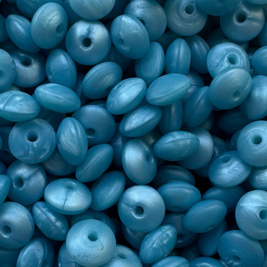 12mm Pearl Blue Silicone Lentil Bead
