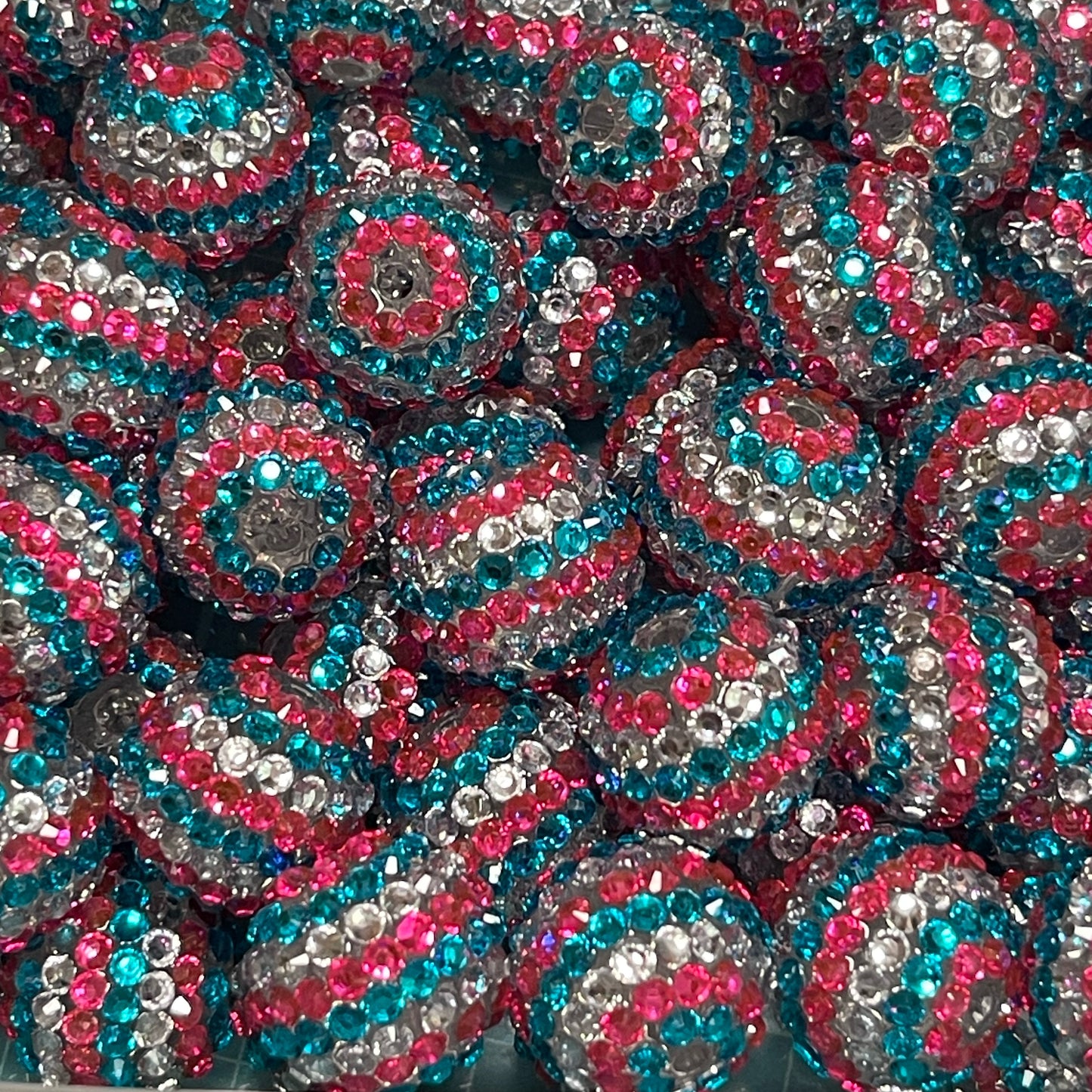 20mm Stripe Rhinestone Acrylic Beads