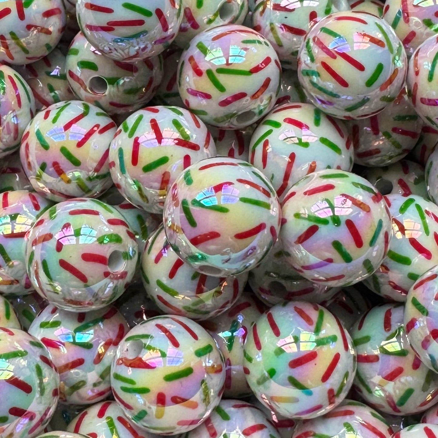 16mm Christmas Sprinkles Acrylic Bead
