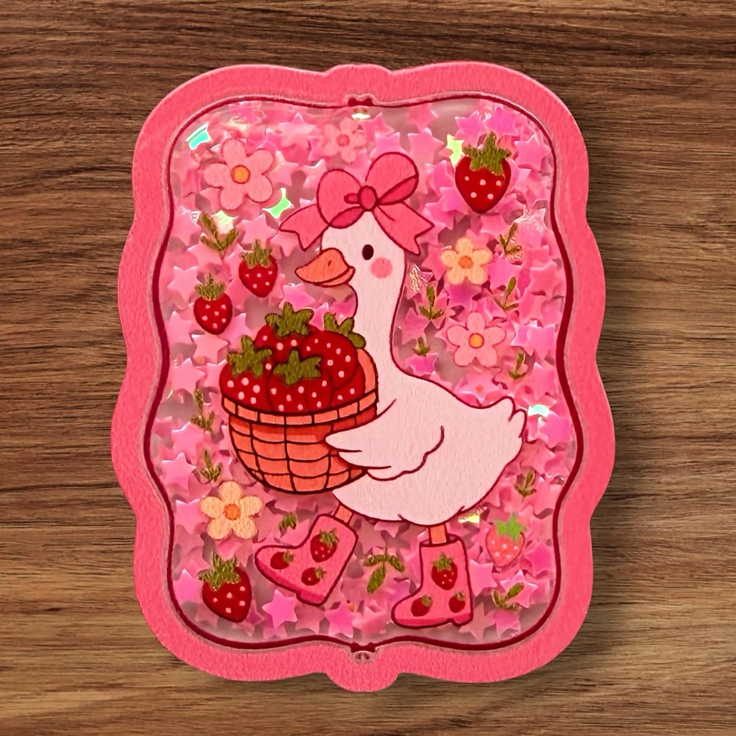 Strawberry Goose Acrylic Shaker Flatback