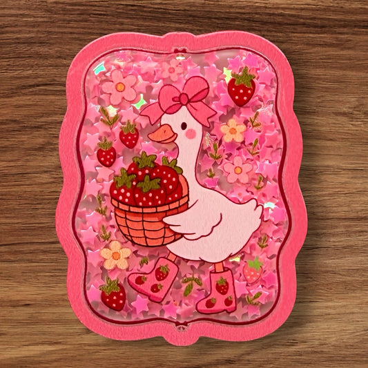 Strawberry Goose Acrylic Shaker Flatback