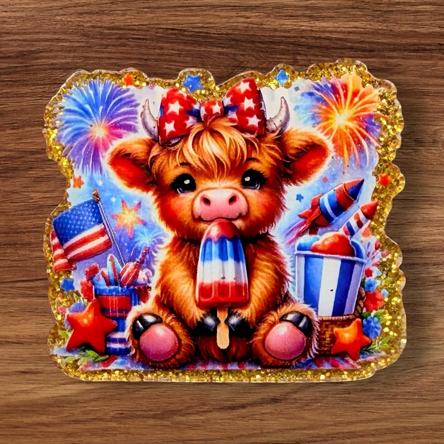 Patriotic Cow Acrylic Flatback