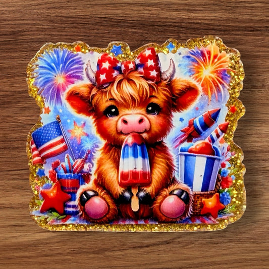 Patriotic Cow Acrylic Flatback