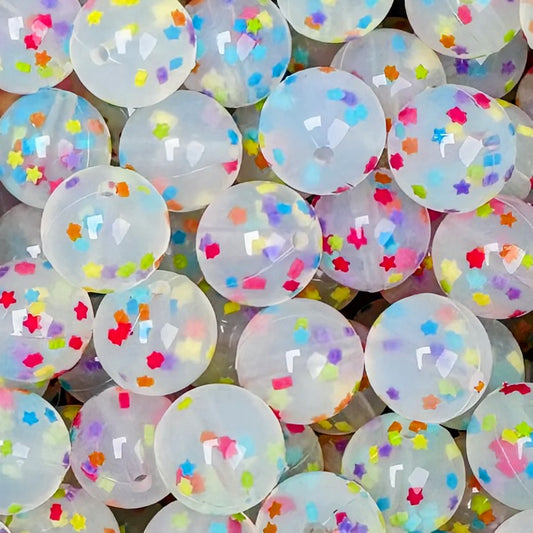 15mm Confetti Stars Silicone Bead