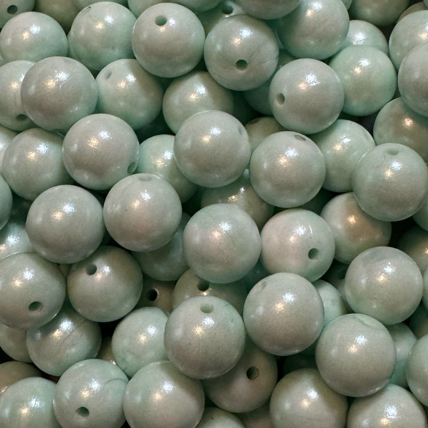 15mm Marble Mint Chameleon Silicone Bead