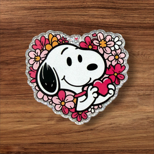 Snoopy With Flowers Acrylic Flatback
