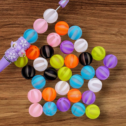 16mm Matte Striped Acrylic Bead