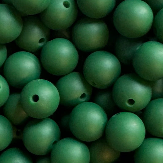 15mm Holly Green Silicone Bead