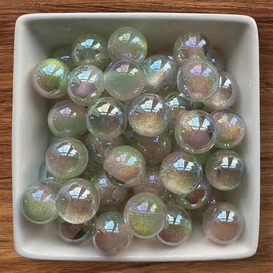 16mm Pink & Green Galaxy Acrylic Bead