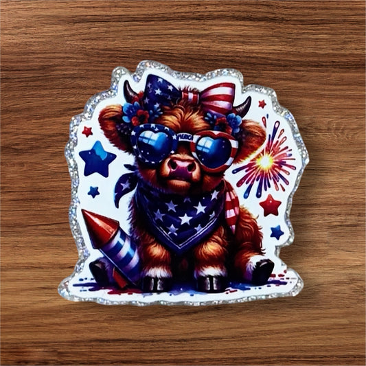 Patriotic Cow Acrylic Flatback