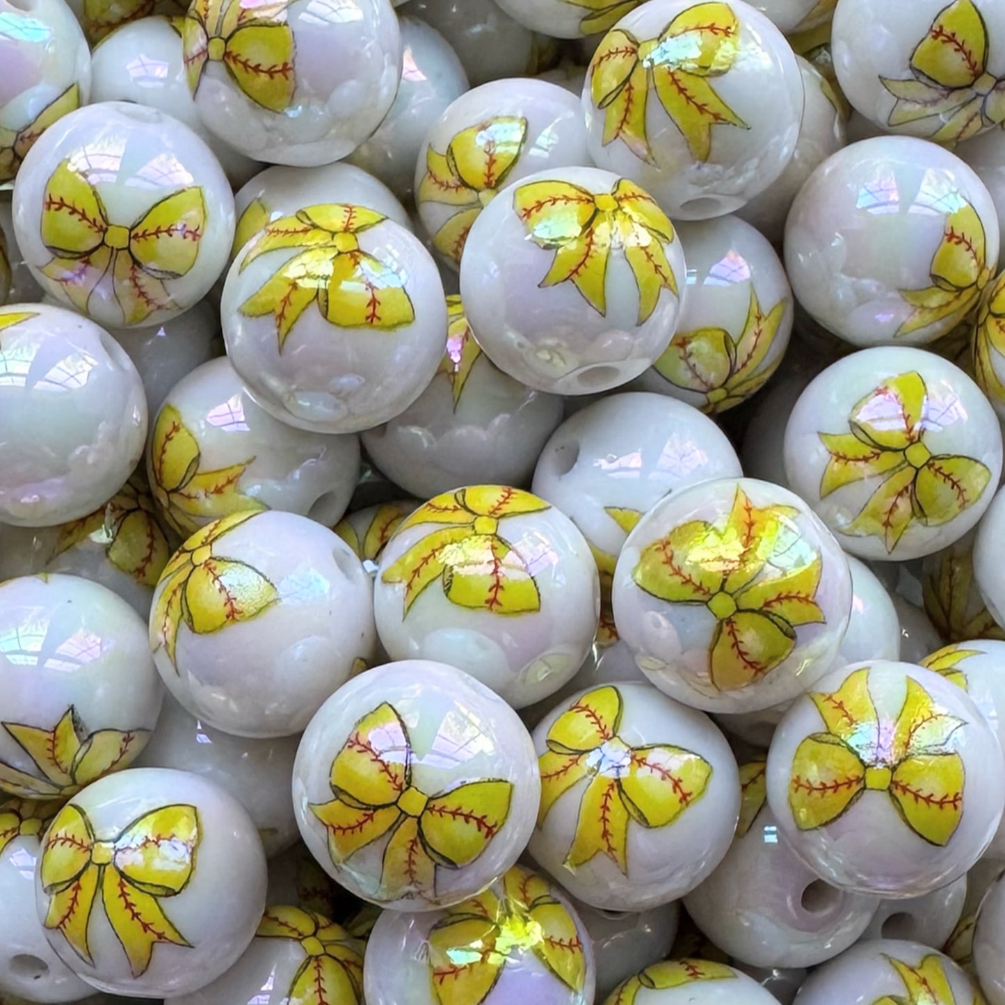 16mm Softball Bow Acrylic Bead