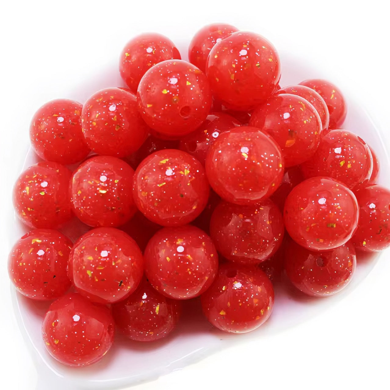 15mm Red Glitter Jelly Silicone Bead