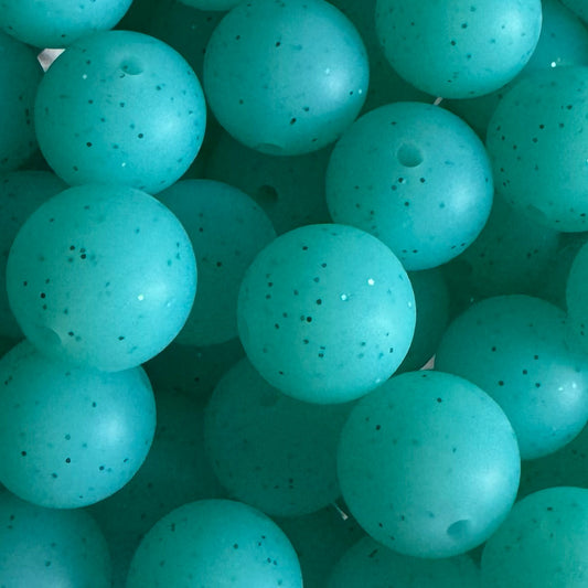 15mm Turquoise Glitter Silicone Bead