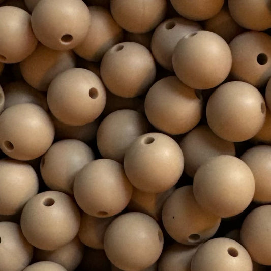 15mm Earthy Beige Silicone Bead