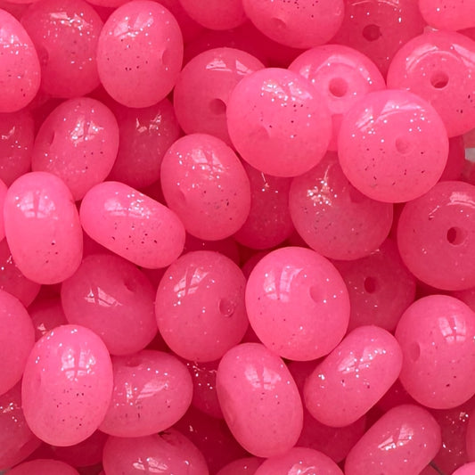 14mm Hot Pink Chunky Glitter Jelly Abacus Bead