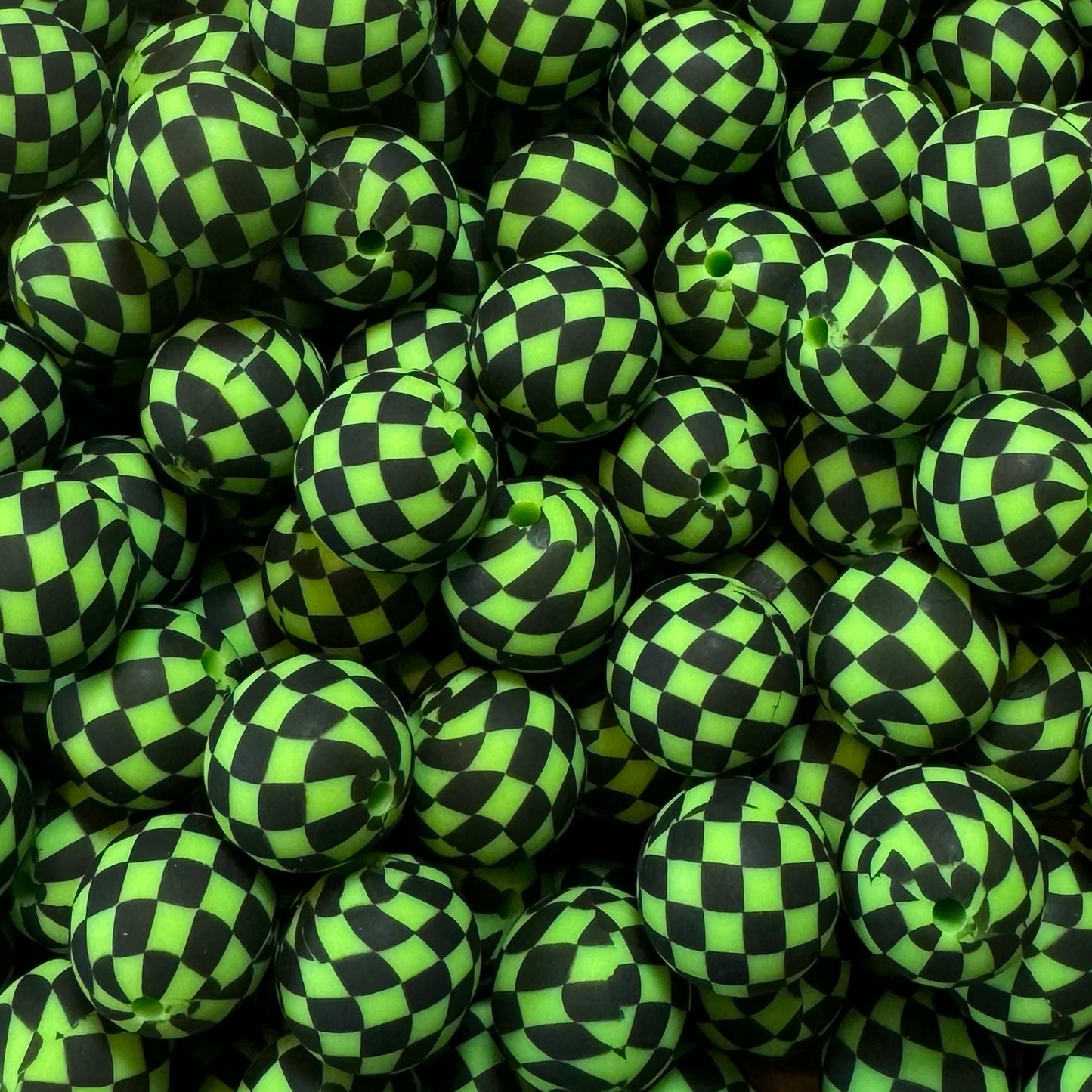 Checkered 15mm Silicone Bead