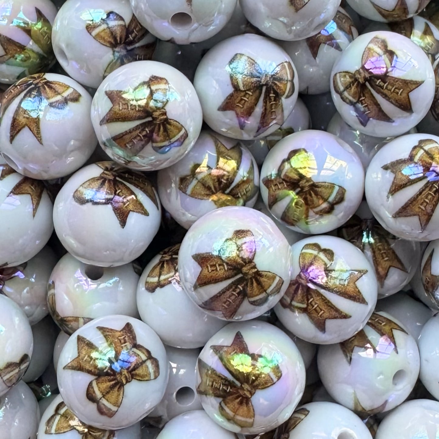 16mm Football Bow Acrylic Bead